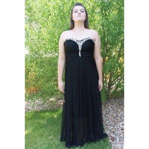 Black Rhinestone Prom Dress with Short Underlayer